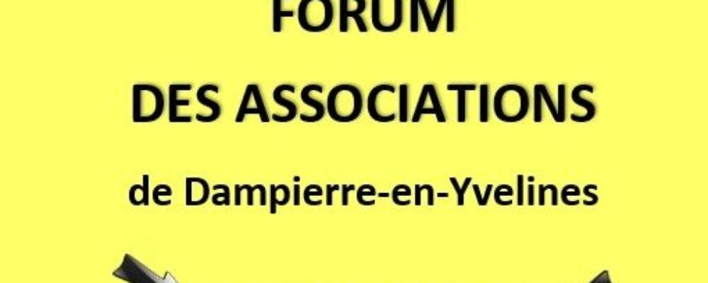 Sur fond jaune fluo annonce du forum des associations dampierroises