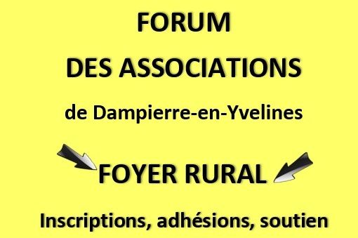 Sur fond jaune fluo annonce du forum des associations dampierroises