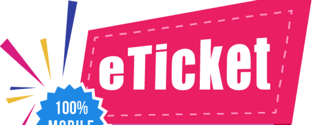 Logo rose bleu et violet de l'espace famille e-ticket