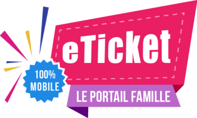 Logo rose bleu et violet de l'espace famille e-ticket